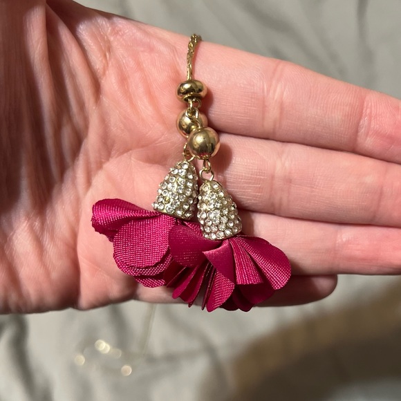 INC Rose Gold-Tone Fabric Flower Adjust. Lariat Necklace - Fuchsia - Picture 4 of 4